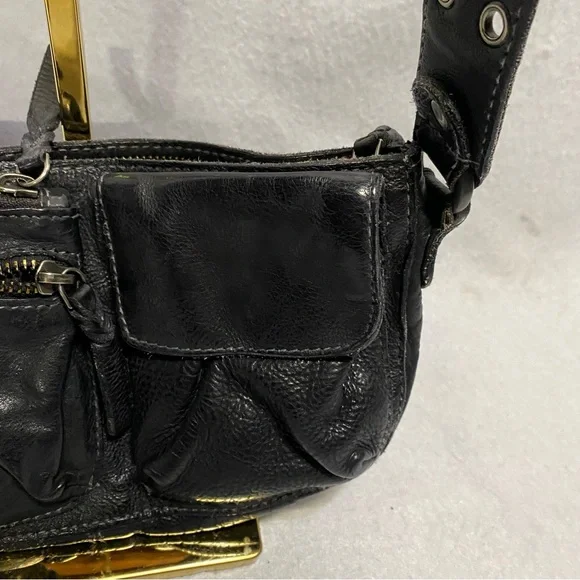 Free People Wade Leather Sling Black Crossbody Festival Bag - Picture 4 of 12
